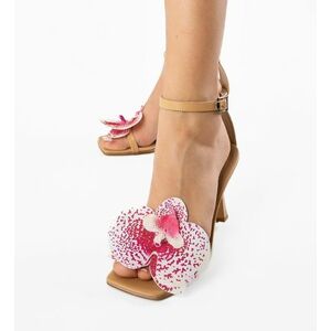 Sandale cu toc Orchidee Bej imagine
