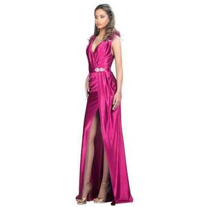 Rochie lunga de seara, fara maneci, culoare magenta, marime 44 imagine