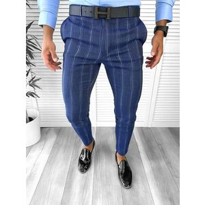Pantaloni barbati eleganti bleumarin cu dungi B1598 E 19-4 ~ imagine