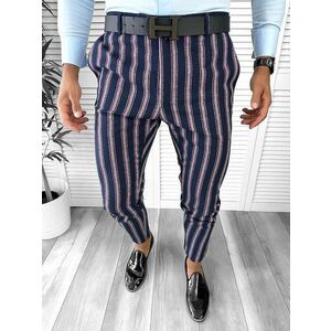 Pantaloni barbati eleganti bleumarin cu dungi B1603 15-4 e ~ imagine