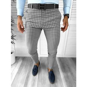 Pantaloni barbati eleganti gri in carouri B1886 18-2 E ~ imagine