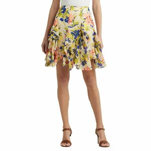 Imbracaminte Femei LAUREN Ralph Lauren Floral Ruffle-Trim Georgette Skirt CreamBlue Multi imagine
