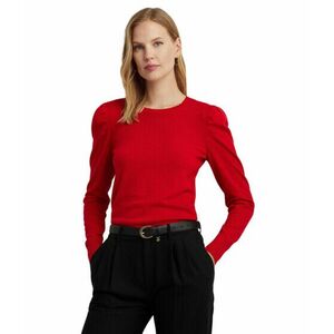 Imbracaminte Femei LAUREN Ralph Lauren Cotton-Blend Puff-Sleeve Sweater Martin Red imagine