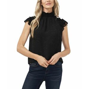 Imbracaminte Femei CeCe Flutter Sleeve Mock Neck Blouse Rich Black imagine