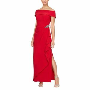 Imbracaminte Femei Alex Evenings Long Matte Jersey Off The Shoulder Gown with Hip Embellishment Red imagine