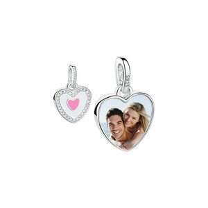 Colier din argint Custom Photo Crystal Pink Heart imagine