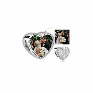 Talisman din argint Custom Photo Sparkling Heart imagine