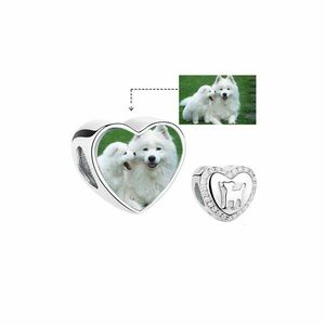 Talisman din argint Custom Photo Heart and Dog imagine