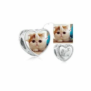 Talisman din argint Custom Photo Lady Cat imagine