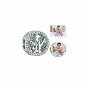 Talisman din argint Custom Photo Silver Green Tree imagine