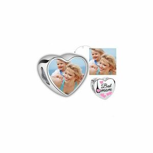 Talisman din argint Custom Photo Heart for Best Mom imagine