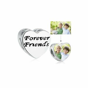 Talisman din argint Custom Photo Forever Friends Heart imagine