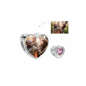 Talisman din argint Custom Photo Big Pink Heart imagine