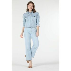 Jacheta crop de denim cu aspect decolorat imagine