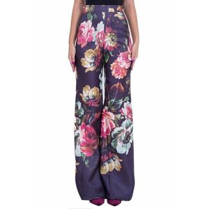 Pantaloni evazati din catifea cu imprimeu floral imagine