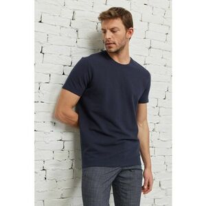 Tricou slim fit din amestec de modal cu decolteu la baza gatului imagine