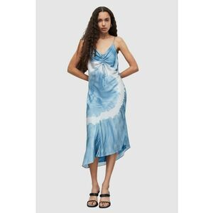 Rochie midi din amestec de matase cu model tie-dye imagine