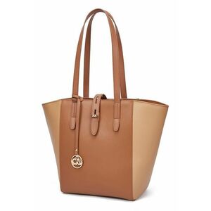 Geanta shopper de piele cu accesoriu logo metalci Coty imagine