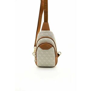 Geanta crossbody de piele ecologica cu imprimeu logo - Maro scortisoara imagine