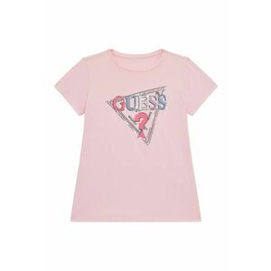 GUESS - Tricou cu logo si decolteu la baza gatului imagine