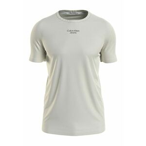 Tricou slim fit de bumbac organic cu decolteu la baza gatului si imprimeu logo imagine