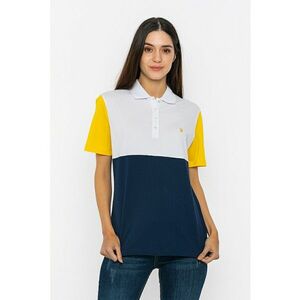 Tricou polo din bumbac cu model colorblock imagine