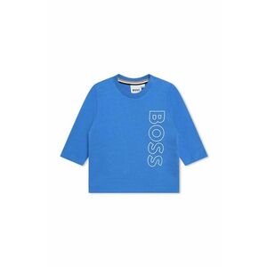 BOSS longsleeve din bumbac pentru bebeluși culoarea albastru marin, cu imprimeu imagine