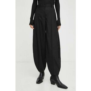 By Malene Birger pantaloni femei, culoarea negru, lat, high waist imagine