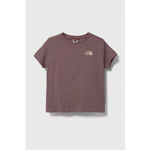 The North Face tricou de bumbac pentru copii G VERTICAL LINE S/S TEE culoarea maro imagine