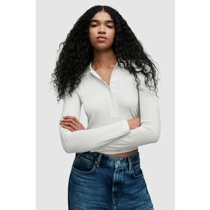 AllSaints longsleeve HALLIE femei, culoarea alb imagine