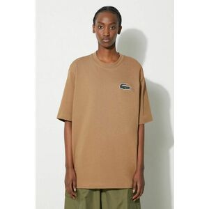 Lacoste tricou din bumbac culoarea maro, cu imprimeu imagine