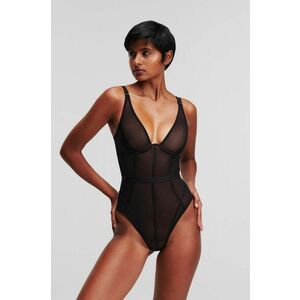 Karl Lagerfeld body culoarea negru, transparent, neted imagine