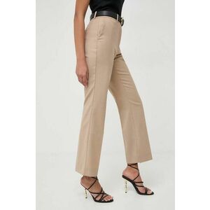 Ivy Oak pantaloni din lână culoarea bej, drept, high waist IO115166 imagine