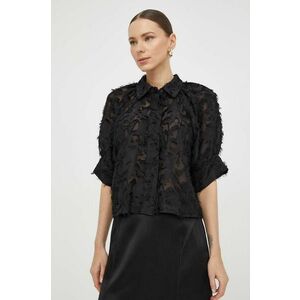 Day Birger et Mikkelsen camasa femei, culoarea negru, cu guler clasic, regular imagine