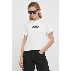 Tommy Jeans tricou din bumbac femei, culoarea bej DW0DW18126 imagine