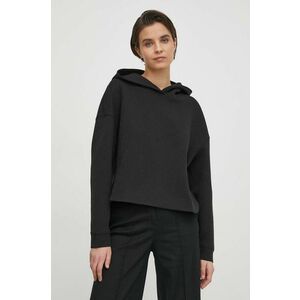 Sisley bluza femei, culoarea negru, cu glugă, neted imagine