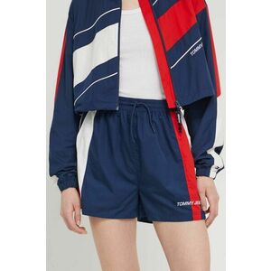 Tommy Jeans pantaloni scurți Archive Games femei, culoarea bleumarin, cu model, high waist DW0DW18539 imagine