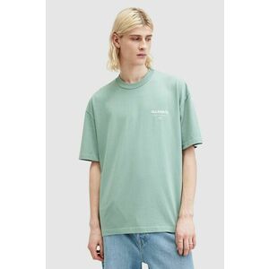 AllSaints tricou din bumbac UNDERGROUND SS CREW barbati, culoarea verde, cu imprimeu imagine