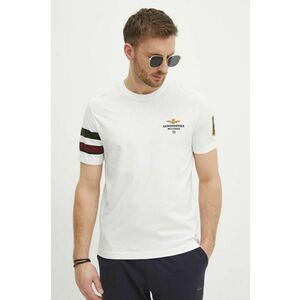 Aeronautica Militare tricou din bumbac barbati, culoarea alb, cu imprimeu, TS2230J592 imagine