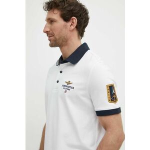 Aeronautica Militare tricou polo barbati, culoarea alb, cu imprimeu, PO1768P191 imagine