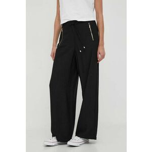 Dkny pantaloni femei, culoarea negru, drept, high waist imagine