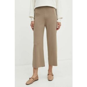 Max Mara Leisure pantaloni femei, culoarea bej, drept, high waist, 2426336017600 imagine