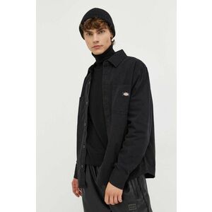 Dickies camasa din bumbac barbati, culoarea negru, cu guler clasic, regular imagine