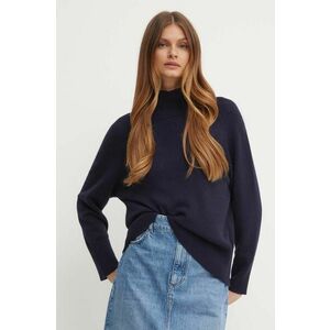 Marella pulover din amestec de lana femei, culoarea albastru marin, cu turtleneck, 2423366184200 imagine