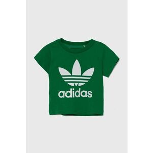 adidas Originals tricou din bumbac pentru bebelusi TREFOIL TEE culoarea verde, cu imprimeu, IY4028 imagine