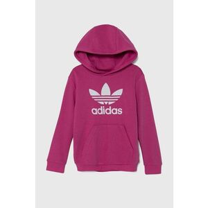 adidas Originals bluza copii TREFOIL HOODIE culoarea roz, cu glugă, cu imprimeu, IY7444 imagine