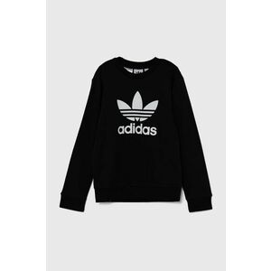 adidas Originals bluza copii TREFOIL CREW culoarea negru, cu imprimeu, IY7435 imagine