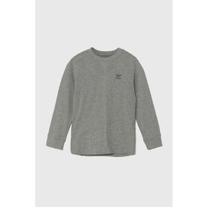 adidas Originals longsleeve din bumbac pentru copii LONG SLEEVE culoarea gri, melanj, IX5306 imagine