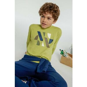 Mayoral longsleeve din bumbac pentru copii culoarea verde, cu imprimeu, 7080 imagine