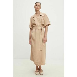 Answear Lab rochie din in culoarea maro, midi, oversize imagine